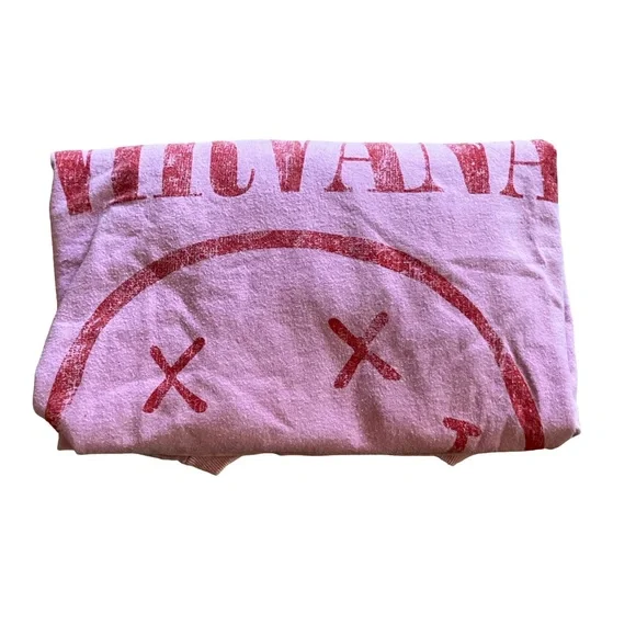 Nirvana Smiley Face Tshirt 2XL XXL Pink Iconic Band Tee Grunge Distressed Ripped - Picture 6 of 9